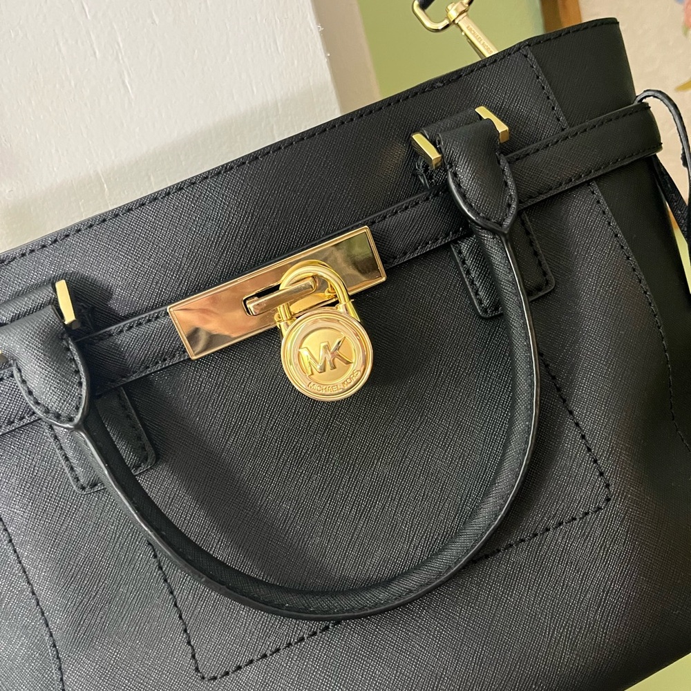 Michael Kors Black Satchel with Gold Accents